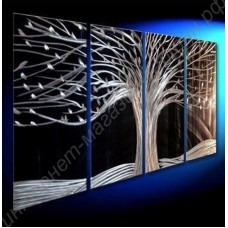 Модульная картина из 4 секций: ночной лес, выполненная маслом на холсте